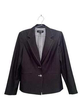 Kasper Charcoal Women's Single-Breasted Blazer with Notch Lapel Size 10